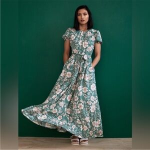 Gal Meets Glam Green Midi length 
Sundress Crew Neck, 14